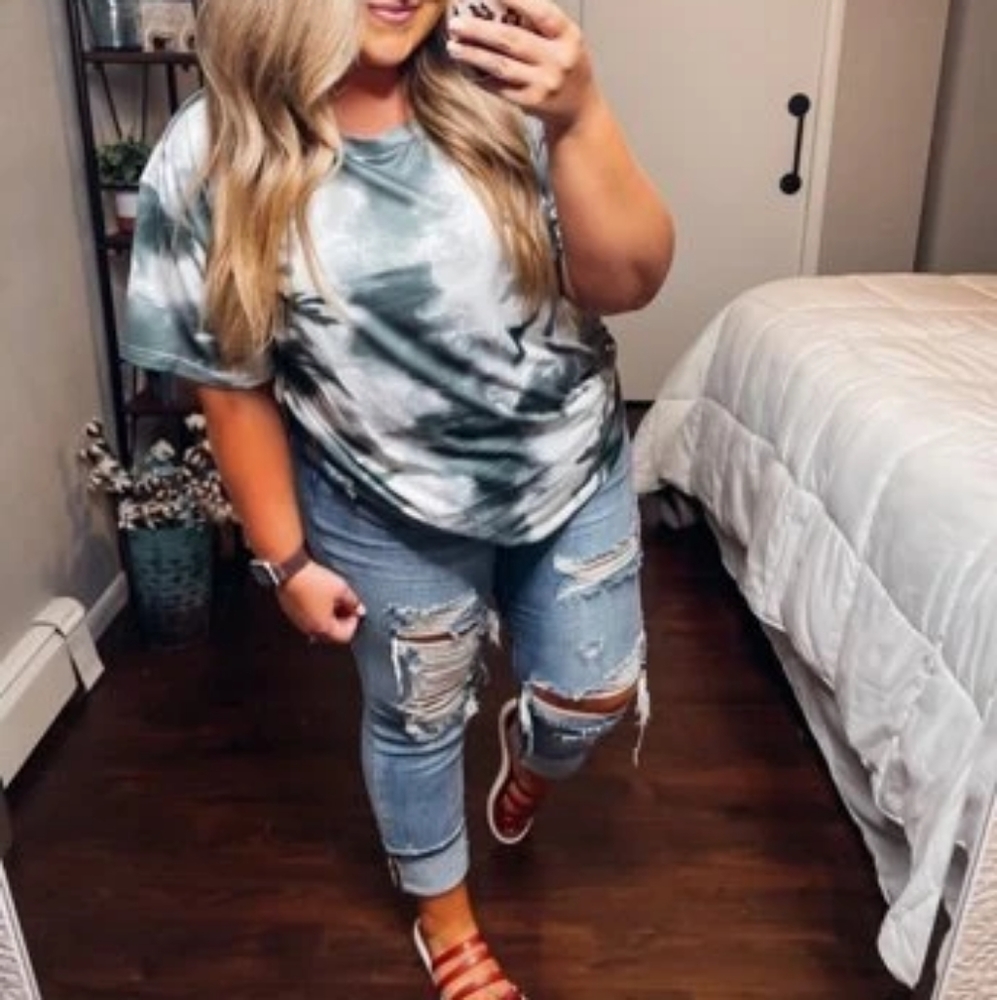 SHEIN | Plus Tie-Dye Drop Shoulder Tee/Multi/4XL